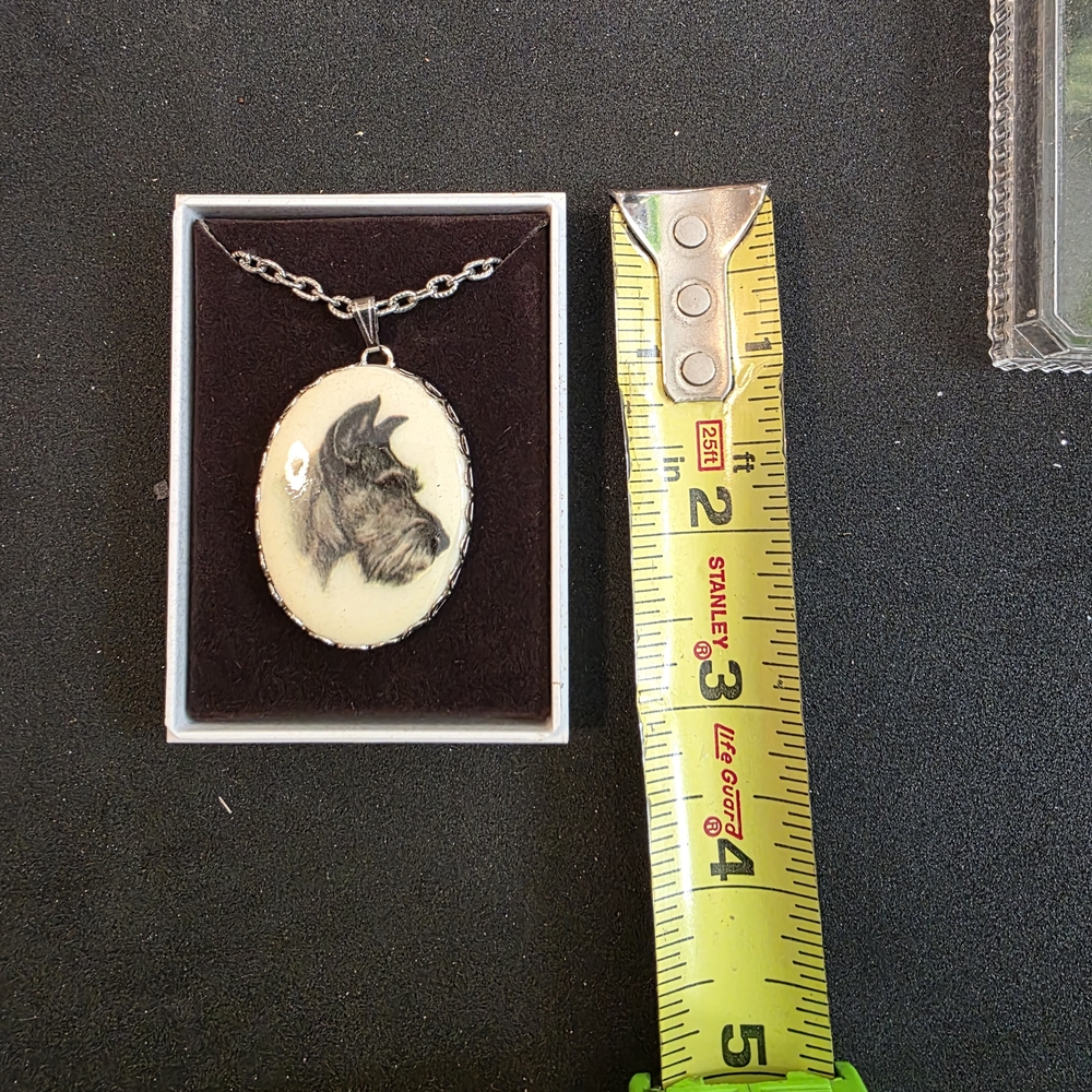 Stanley Yellow Tape Measure with Silver-Tone Bezel Necklace Edge